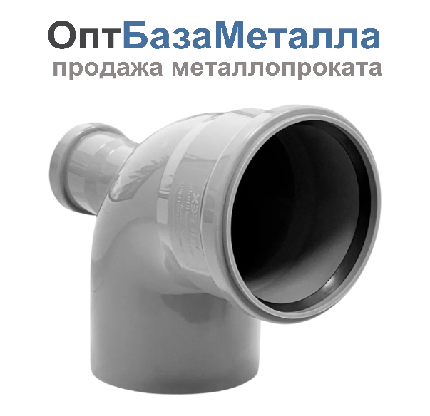 Отвод PP-H с выходом фронтально-тыльный серый Дн 110х50х87гр ап в/к VALFEX 23124150